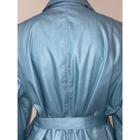 London Fog Women's Size 16 Vintage Blue Trench Coat made in USA - Picture 7 of 11